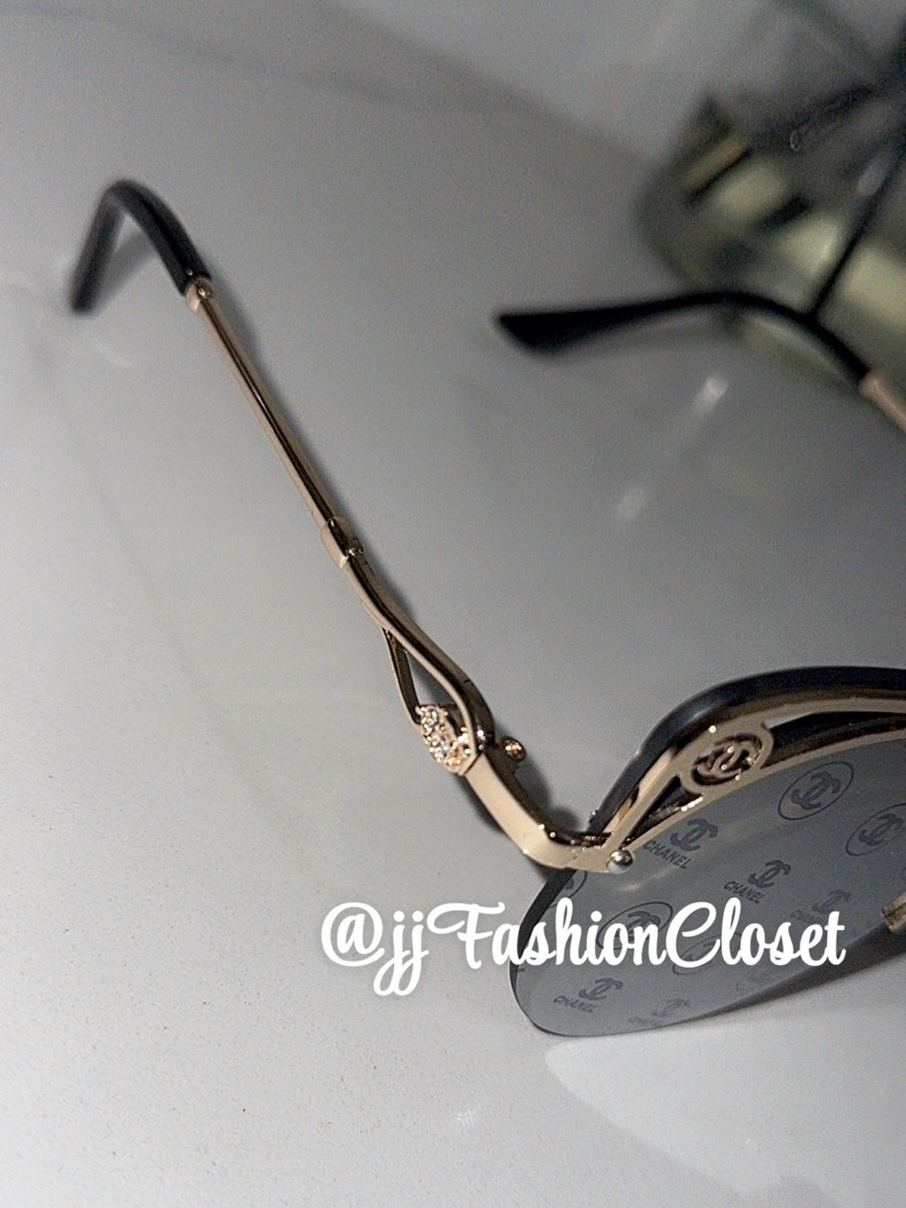 Ccute Gold Round Logo Sunglasses - Gold Frame, Silver Lenses - Picture 3 of 5